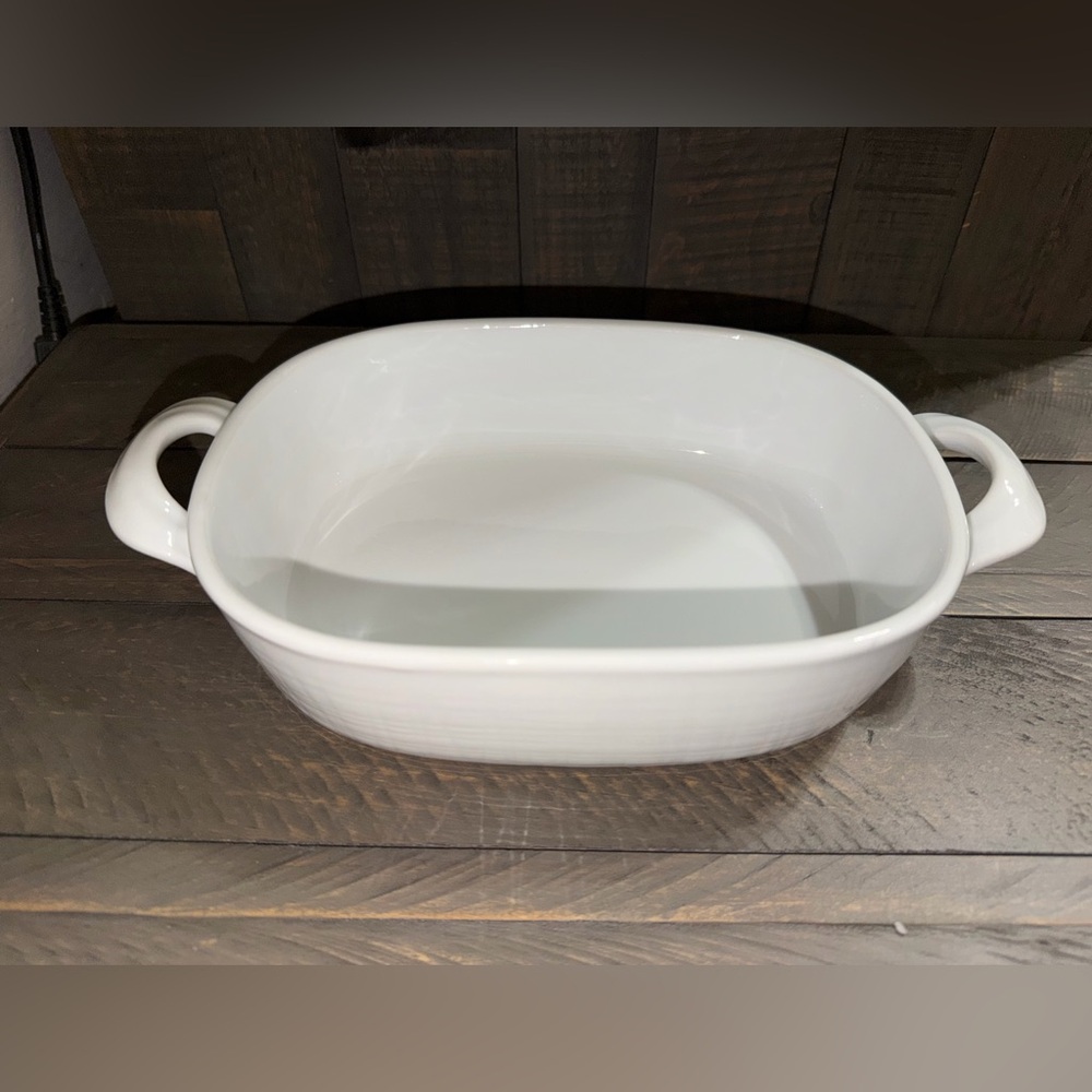 Maison by Home Essentials White Ceramic Baking Dish NWOT small casserole pan